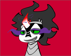 Size: 500x396 | Tagged: safe, artist:bootypiratetavros, derpibooru import, king sombra, pony, unicorn, crossover, face paint, gamzee makara, homestuck, red background, simple background, smiling, solo