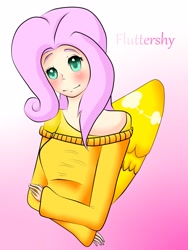 Size: 1536x2048 | Tagged: safe, artist:shadowwolf6785, fluttershy, human, clothes, humanized, solo, sweatershy, winged humanization