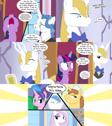 Size: 3200x3600 | Tagged: safe, artist:gatesmccloud, derpibooru import, cookie crumbles, donut joe, fancypants, fleur-de-lis, prince blueblood, twilight sparkle, twilight sparkle (alicorn), oc, alicorn, pony, comic