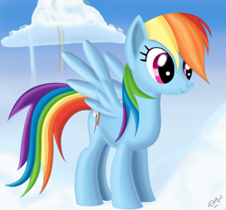 Size: 3000x2800 | Tagged: safe, artist:warfost, derpibooru import, rainbow dash, pegasus, pony, cloud, cloudy, solo