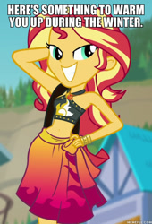 Size: 600x883 | Tagged: safe, edit, edited screencap, screencap, sunset shimmer, better together, equestria girls, forgotten friendship, caption, clothes, female, image macro, meme, solo, swimsuit, text