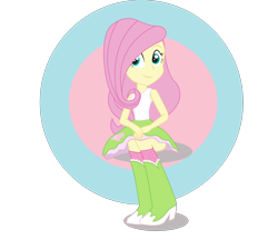 Size: 1840x1590 | Tagged: safe, artist:eninejcompany, fluttershy, equestria girls, boots, clothes, cute, high heel boots, looking at you, sitting, skirt, socks, solo