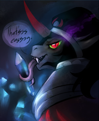 Size: 309x379 | Tagged: source needed, safe, artist:peachiekeenie, derpibooru import, king sombra, pony, unicorn, crystal, solo, stupid sexy sombra