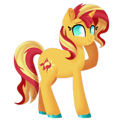 Size: 1500x1500 | Tagged: safe, artist:fannytastical, sunset shimmer, pony, unicorn, equestria girls, colored hooves, female, mare, no pupils, simple background, smiling, solo, transparent background