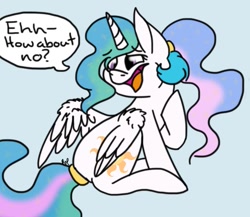 Size: 881x763 | Tagged: safe, artist:ravenisrigby, princess celestia, alicorn, pony, how about no, no, solo