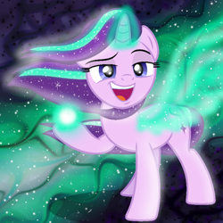 Size: 1000x1000 | Tagged: safe, artist:illumnious, edit, starlight glimmer, pony, unicorn, the ending of the end, female, mare, put it on my tab, smug, smuglight glimmer, solo