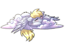 Size: 1500x1080 | Tagged: safe, artist:kaliner123, derpy hooves, pony, cloud, cute, derpabetes, female, mare, simple background, sitting on cloud, sleeping, solo, transparent background