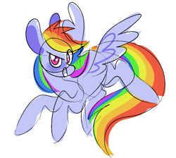 Size: 1069x956 | Tagged: safe, artist:1racat, derpibooru import, rainbow dash, pegasus, pony, female, looking at you, mare, simple background, smiling, solo, white background