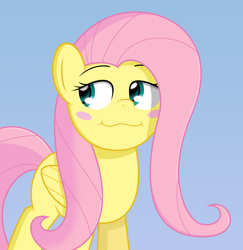 Size: 1700x1750 | Tagged: safe, artist:thematrixman, fluttershy, pegasus, pony, :3, blush sticker, blushing, cute, simple background, solo