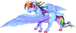 Size: 2453x1094 | Tagged: safe, artist:kittehkatbar, derpibooru import, rainbow dash, horse, pegasus, pony, hoers, simple background, solo, spread wings, transparent background