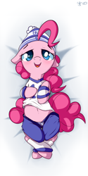 Size: 600x1200 | Tagged: safe, artist:mostazathy, pinkie pie, earth pony, pony, american football, bed, belly button, body pillow, body pillow design, clothes, indianapolis colts, nfl, super bowl, super bowl xlix