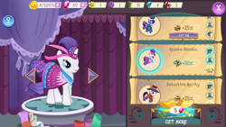 Size: 1280x720 | Tagged: safe, rarity, pony, unicorn, clothes, dress, female, gameloft, horn, mare, solo