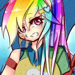 Size: 1748x1748 | Tagged: safe, artist:p.m, derpibooru import, rainbow dash, human, humanized, solo