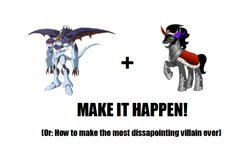 Size: 949x593 | Tagged: safe, derpibooru import, king sombra, pony, unicorn, belialvamdemon, digimon, exploitable meme, make it happen, malomyotismon, meme, meta