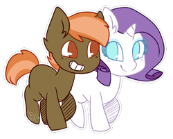 Size: 709x568 | Tagged: safe, artist:strawburryoreo, button mash, rarity, pony, unicorn, female, filly rarity, male, rarimash, shipping, simple background, smiling, straight, transparent background