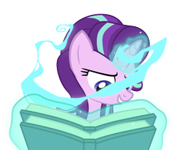 Size: 4431x3744 | Tagged: safe, artist:sol-r, starlight glimmer, pony, unicorn, every little thing she does, book, female, glowing horn, horn, magic, mare, simple background, solo, transparent background, vector