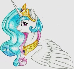 Size: 1024x951 | Tagged: safe, artist:twixyamber, princess celestia, alicorn, pony, bust, portrait, solo, traditional art