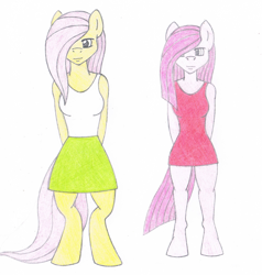 Size: 1280x1344 | Tagged: safe, artist:fred7162, fluttershy, pinkie pie, anthro, clothes, duo female, female