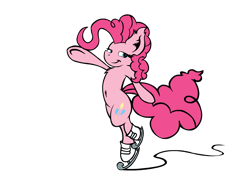 Size: 1100x800 | Tagged: safe, artist:yooyfull, pinkie pie, earth pony, pony, female, ice skating, mare, pink coat, pink mane, solo