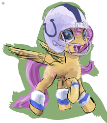 Size: 4382x5036 | Tagged: safe, artist:mythrava, fluttershy, pegasus, pony, absurd resolution, american football, football helmet, helmet, indianapolis colts, nfl, solo, super bowl, super bowl xlix