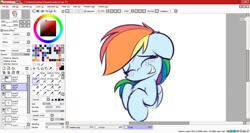 Size: 1366x728 | Tagged: source needed, safe, artist:carlos, derpibooru import, rainbow dash, pegasus, pony, blushing, cute, eyes closed, floppy ears, grin, paint tool sai, smiling, solo, windows, windows 8