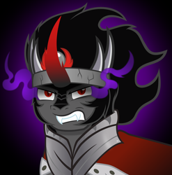 Size: 2000x2021 | Tagged: safe, artist:godoffury, derpibooru import, king sombra, pony, unicorn, bust, dark, dark magic, fangs, solo, sombra eyes, vector