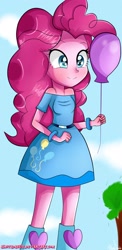 Size: 1000x2042 | Tagged: safe, artist:vixelzf, pinkie pie, equestria girls, balloon, solo