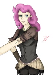 Size: 800x1131 | Tagged: safe, artist:kotesan, pinkie pie, human, clothes, humanized, solo, tattoo