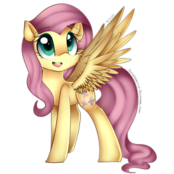 Size: 1000x1000 | Tagged: safe, artist:bumblebeemlp, fluttershy, pegasus, pony, female, mare, pink mane, solo, yellow coat