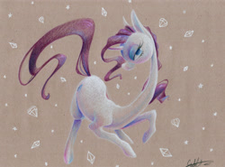 Size: 1280x949 | Tagged: safe, artist:getchanoodlewet, rarity, pony, unicorn, female, horn, mare, purple mane, solo, traditional art, white coat