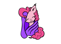 Size: 1100x800 | Tagged: safe, artist:yooyfull, pinkie pie, earth pony, pony, :3, blanket, catface, simple background, solo, transparent background