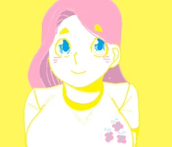 Size: 642x548 | Tagged: safe, fluttershy, human, clothes, female, humanized, pink hair, solo