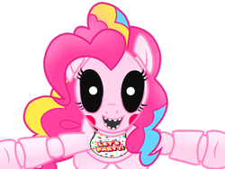 Size: 1024x768 | Tagged: safe, artist:birdivizer, pinkie pie, earth pony, pony, five nights at aj's 2, five nights at freddy's, jumpscare, rainbow power, toy chica