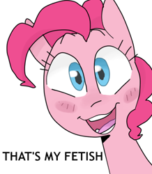 Size: 413x474 | Tagged: safe, artist:meowing-ghost, pinkie pie, earth pony, pony, image macro, meme, reaction image, solo, that is my fetish