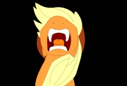 Size: 1067x724 | Tagged: safe, artist:cdla, applejack, earth pony, pony, big no, black background, bust, mouth, nose in the air, open mouth, portrait, screaming, simple background, solo, teeth, tongue out, uvula, yelling