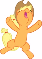 Size: 2019x2863 | Tagged: safe, applejack, earth pony, pony, applebuck season, happy, jumping, nose in the air, open mouth, simple background, solo, vector, white background