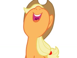 Size: 1024x768 | Tagged: safe, applejack, earth pony, pony, bird-spirit, happy, nose in the air, open mouth, raise this barn, simple background, singing, solo, white background