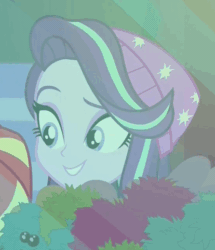 Size: 414x481 | Tagged: safe, screencap, starlight glimmer, equestria girls, mirror magic, spoiler:eqg specials, animated, beanie, clothes, cropped, gif, hat, solo