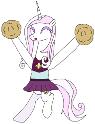 Size: 1866x2448 | Tagged: safe, artist:supahdonarudo, derpibooru import, fleur-de-lis, pony, unicorn, bottomless, cheerleader, cheerleader outfit, clothes, featureless crotch, female, jumping, mare, pom pom, simple background, solo, transparent background