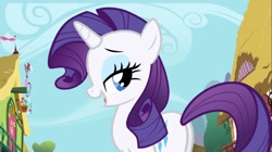 Size: 1100x618 | Tagged: safe, screencap, rarity, pony, unicorn, the ticket master, bedroom eyes, female, lidded eyes, looking back, mare, open mouth, plot, solo, stupid sexy rarity