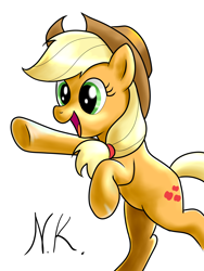 Size: 1500x2000 | Tagged: safe, artist:nekokevin, applejack, earth pony, pony, rearing, simple background, solo, white background