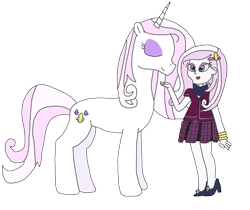 Size: 2358x1985 | Tagged: safe, artist:supahdonarudo, derpibooru import, fleur-de-lis, pony, unicorn, equestria girls, clothes, dress, eyes closed, high heels, human ponidox, self ponidox, shoes, simple background, talking, transparent background