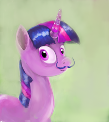 Size: 722x801 | Tagged: safe, artist:hereticalrants, derpibooru import, twilight sparkle, moustache, solo