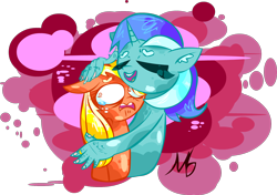 Size: 1530x1080 | Tagged: safe, artist:mushroomcookiebear, applejack, lyra heartstrings, earth pony, pony, crying, hand, hatless, missing accessory, ring, scared
