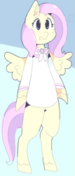 Size: 845x1970 | Tagged: safe, artist:kinglys, fluttershy, pegasus, pony, bipedal, clothes, dress, solo