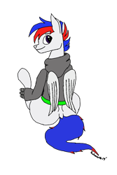 Size: 720x1076 | Tagged: safe, artist:echoarts, oc, oc only, oc:silverarrow, hippogriff, clothes, hoodie, male, simple background, solo, transparent background, wide hips