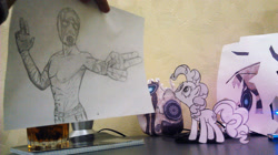 Size: 2592x1451 | Tagged: safe, artist:skalker, pinkie pie, earth pony, pony, borderlands, paper pony, solo