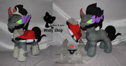 Size: 1024x537 | Tagged: safe, artist:vegeto-uchihaportgas, derpibooru import, king sombra, pony, unicorn, irl, photo, plushie, solo