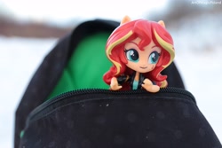 Size: 6000x4000 | Tagged: safe, artist:artofmagicpoland, sunset shimmer, equestria girls, backpack, doll, equestria girls minis, looking at you, solo, toy