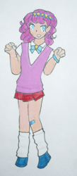 Size: 459x1050 | Tagged: safe, artist:punksweet, pinkie pie, human, colored sketch, humanized